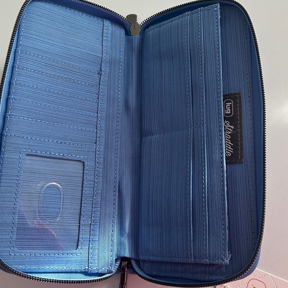 Lug Straddle Blue Wallet with Striped Interior - Picture 4 of 4